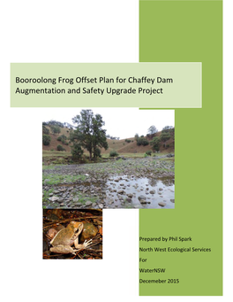 Booroolong Frog Offset Plan for Chaffey Dam Augmentation and Safety Upgrade Project