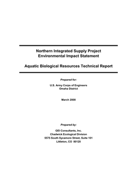 Aquatic Biological Resources Technical Report