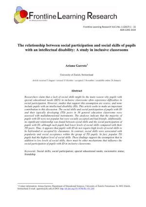The Relationship Between Social Participation and Social Skills of Pupils with an Intellectual Disability: a Study in Inclusive Classrooms