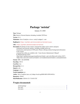 Package 'Netstat'