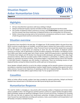 Situation Report Anbar Humanitarian Crisis Report #: 5 30 January 2014