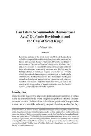 Can Islam Accommodate Homosexual Acts? Qur’Anic Revisionism and the Case of Scott Kugle Mobeen Vaid