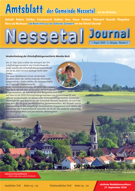 Amtsblatt Der Gemeinde Nessetal Mit Den Ortsteilen