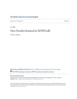 New Sweden Featured at AHSM Talk Dennis L