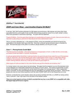 ZDDP and Cam Wear: Just Another Engine Oil Myth?