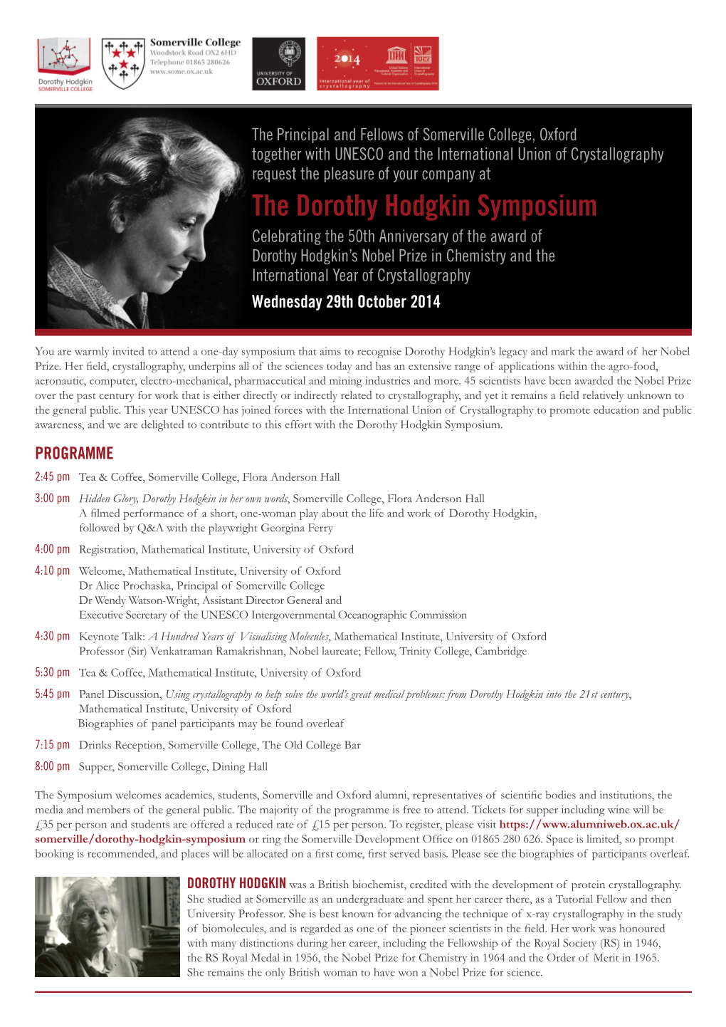The Dorothy Hodgkin Symposium