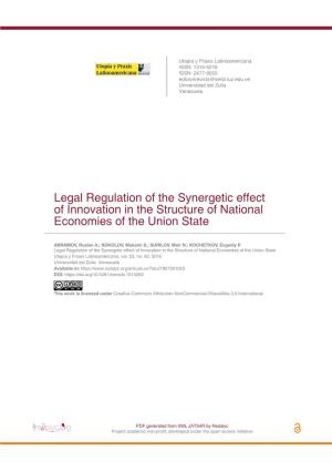 Legal Regulation of the Synergetic Effect of Innovation in the Structure of National Economies of the Union State