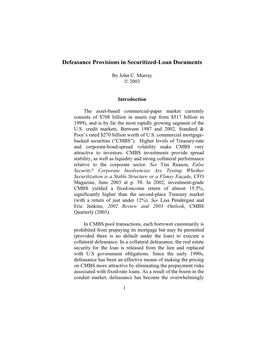 Defeasance Provisions in Securitized-Loan Documents