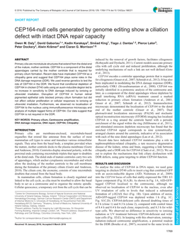 CEP164-Null Cells Generated by Genome Editing Show a Ciliation Defect with Intact DNA Repair Capacity Owen M