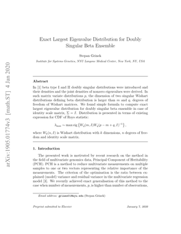 Exact Largest Eigenvalue Distribution for Doubly Singular Beta Ensemble