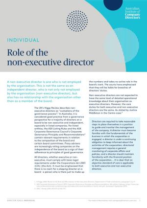 Role of the Non-Executive Director
