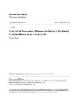 Experimental Assessment of Butomus Umbellatus L