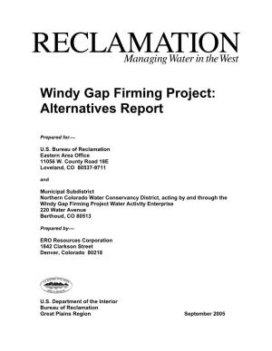 Windy Gap Firming Project: Alternatives Report