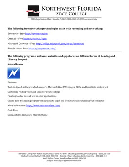 The Following Free Note-Taking Technologies Assist with Recording and Note-Taking