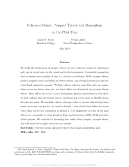 Reference Points, Prospect Theory and Momentum on the PGA Tour