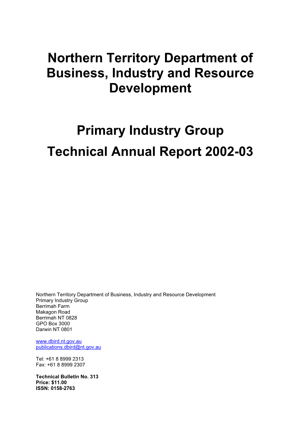 Technical Annual Report 2002/03