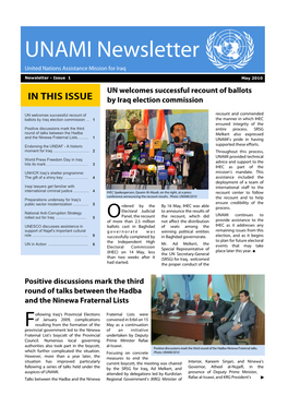 UNAMI Newsletter United Nations Assistance Mission for Iraq