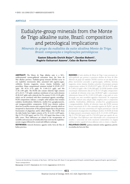 Eudialyte-Group Minerals from the Monte De Trigo Alkaline Suite, Brazil