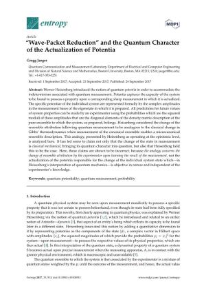 Wave-Packet Reduction'' and the Quantum Character of The
