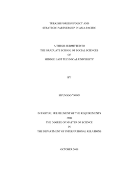 Turkish Foreign Policy and Strategic Partnership in Asia-Pacific