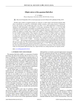 (2019) Elliptic Mirror of the Quantum Hall Effect