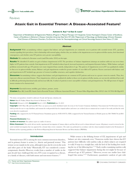 Ataxic Gait in Essential Tremor: a Disease-Associated Feature?