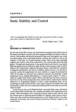 Static Stability and Control