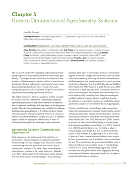 Chapter 5: Human Dimensions of Agroforestry Systems. In
