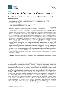 Assimilation of Cholesterol by Monascus Purpureus