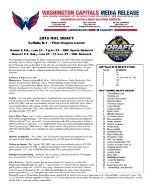 2016 NHL DRAFT Buffalo, N.Y