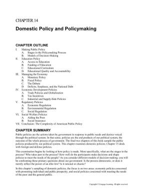 CHAPTER 14 Domestic Policy and Policymaking