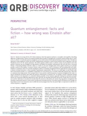 Quantum Entanglement: Facts and Fiction – How Wrong Was Einstein