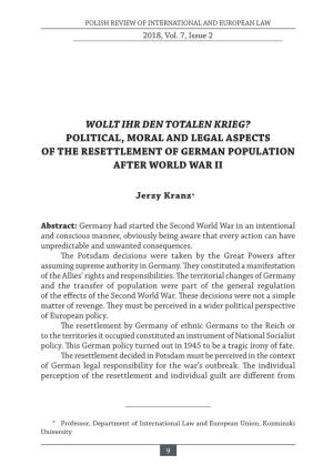 Political, Moral and Legal Aspects of the Resettlement of German Population After World War II