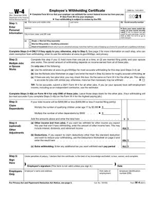 Form W-4, Employee's Withholding Certificate