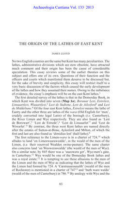 The Origin of the Lathes of East Kent