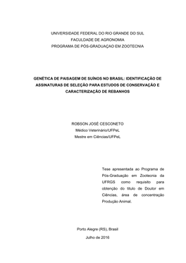 Universidade Federal Do Rio Grande Do Sul Faculdade De Agronomia Programa De Pós-Graduaçao Em Zootecnia