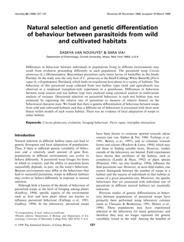Natural Selection and Genetic Differentiation of Behaviour Between Parasitoids from Wild and Cultivated Habitats