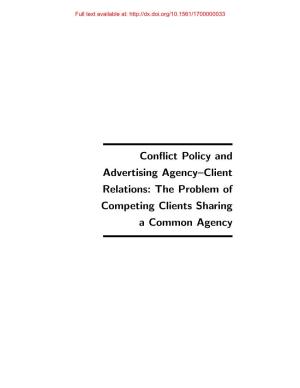 Conflict Policy and Advertising Agency–Client Relations