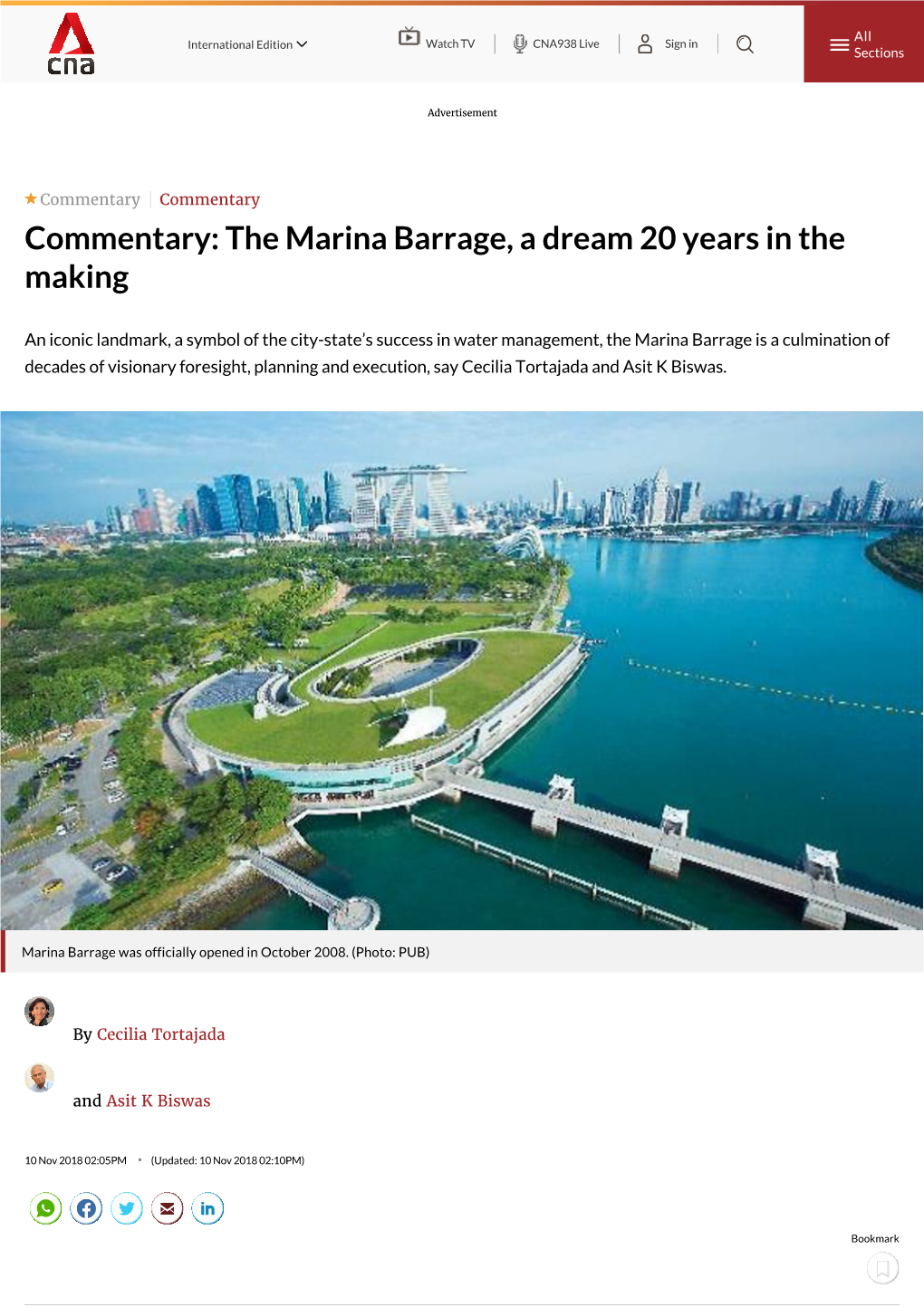 The Marina Barrage, a Dream 20 Years in the Making