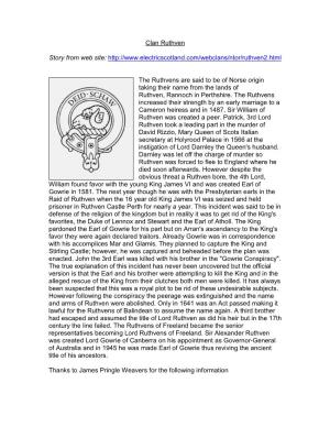 Clan Ruthven Story from Web Site