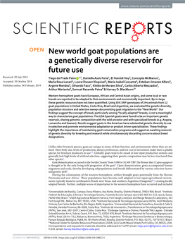 New World Goat Populations Are a Genetically Diverse Reservoir For