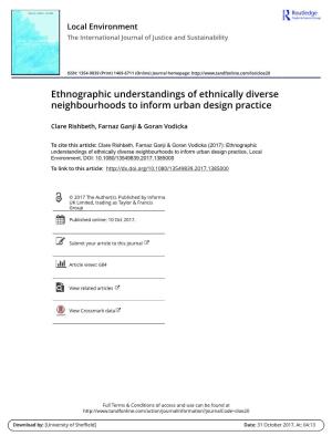 Ethnographic Understandings of Ethnically Diverse Neighbourhoods to Inform Urban Design Practice
