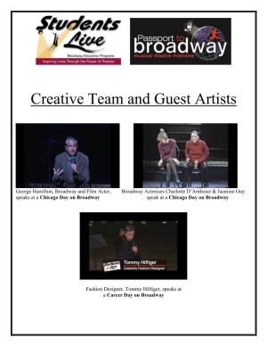 Creative Team and Guest Artists