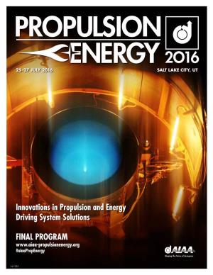 FINAL PROGRAM Innovations in Propulsion and Energy Driving System Solutions