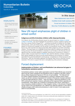 Humanitarian Bulletin Colombia Issue 04 | 01 - 30 April 2012