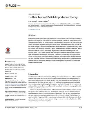 Further Tests of Belief-Importance Theory
