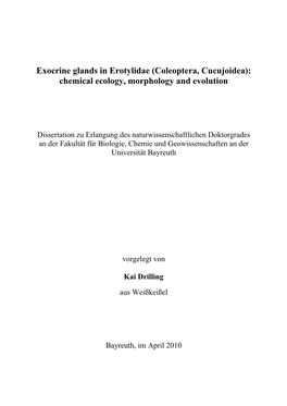Exocrine Glands in Erotylidae (Coleoptera, Cucujoidea): Chemical Ecology, Morphology and Evolution