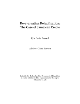 Re-Evaluating Relexification: the Case of Jamaican Creole