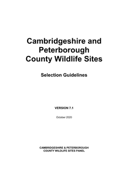Cambridge CWS Selection Criteria