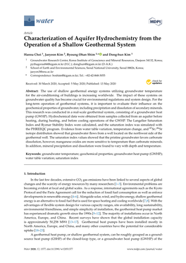 Characterization of Aquifer Hydrochemistry from the Operation of a Shallow Geothermal System